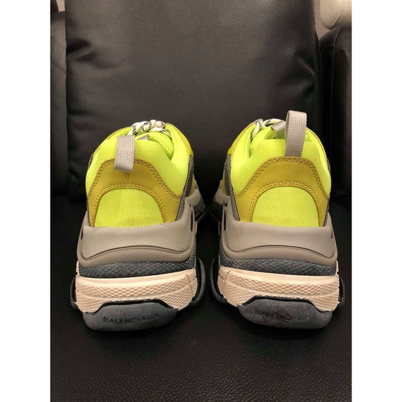 Balenciaga Triple S Sneaker Neon Yellow Grey Speed Flat Trainer 43 Men US 10 - Picture 11 of 12